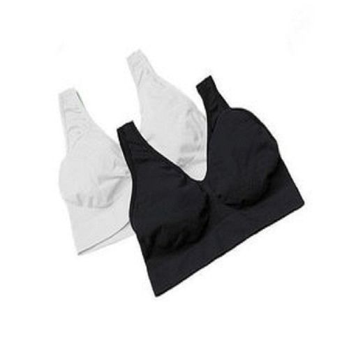 2 Pieces Seamless Padded Sports Bra - Black/White