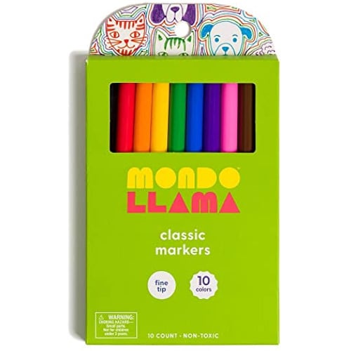 Mondo Llama Washable Non-toxic Markers - Classic Colors - 10count