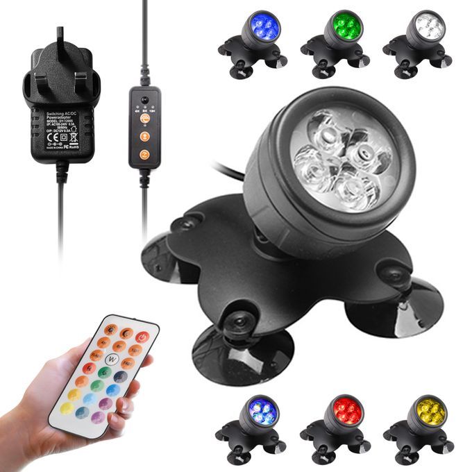 4 LEDs RGB Underwater Diving Lamp Light Kit Set With Remote