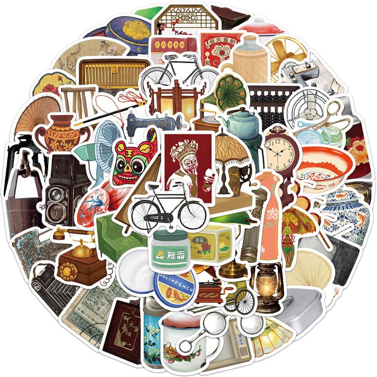 65Pcs Laptop Stickers Water Bottle Laptop Suitcase Guitar Stickers Brown