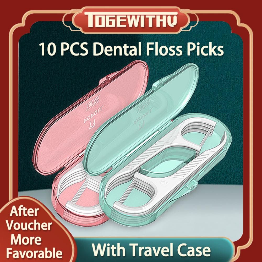 Dental Floss Picks with Travel Case, 10 PCS Disposable Toothpicks Picks Set Professional Clean Flossers Dental Floss Sticks for Oral Care