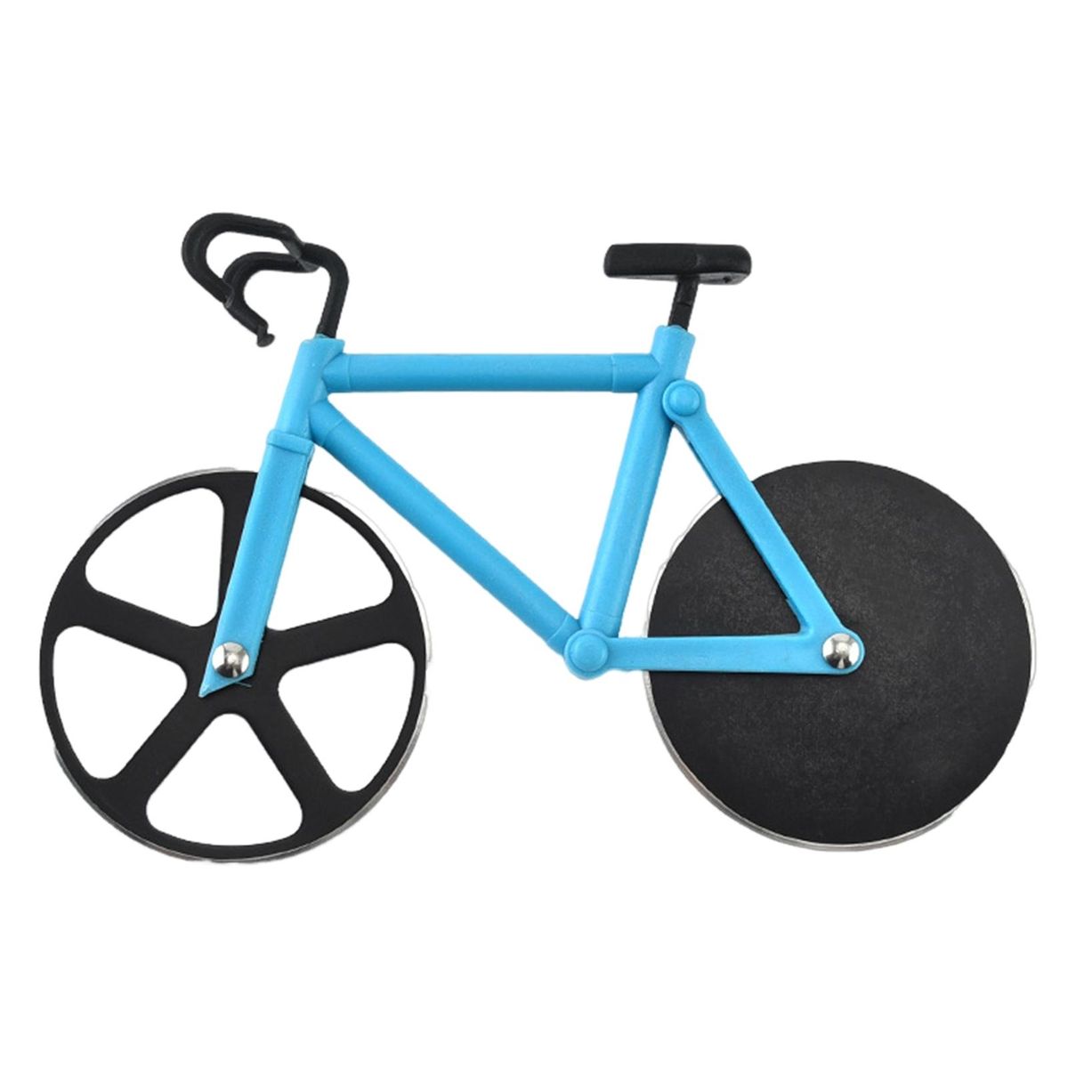 Easy to Pizza Cutter Ride Into Flavor Stainless Steel Double for Dough Dark Blue