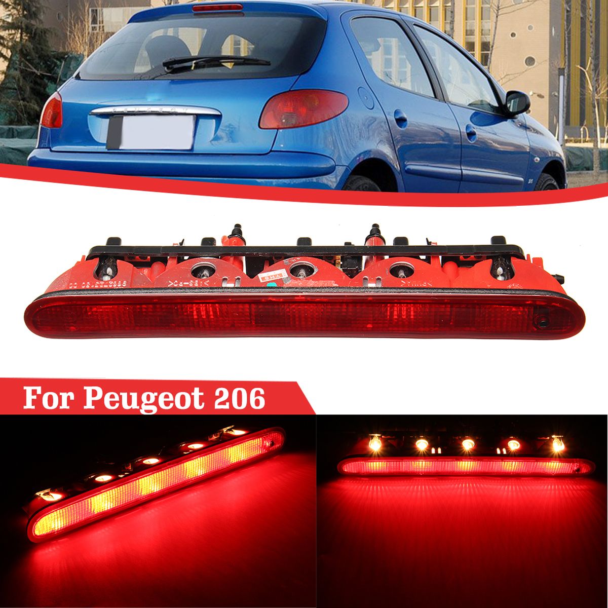 LED Rear Auxiliary Third Brake Light High Mount Stop Lamp For Peugeot 206 6350K5