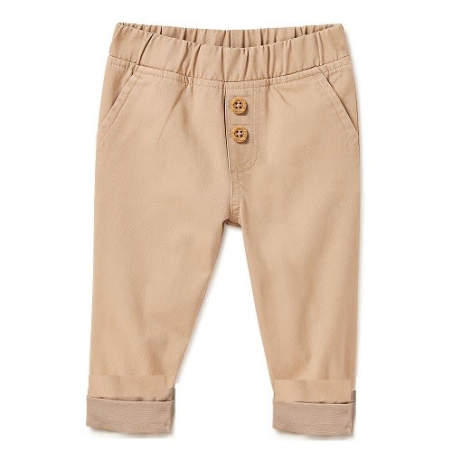 Baby Boys Roll Cuffs Chinos Pant - Khaki Brown