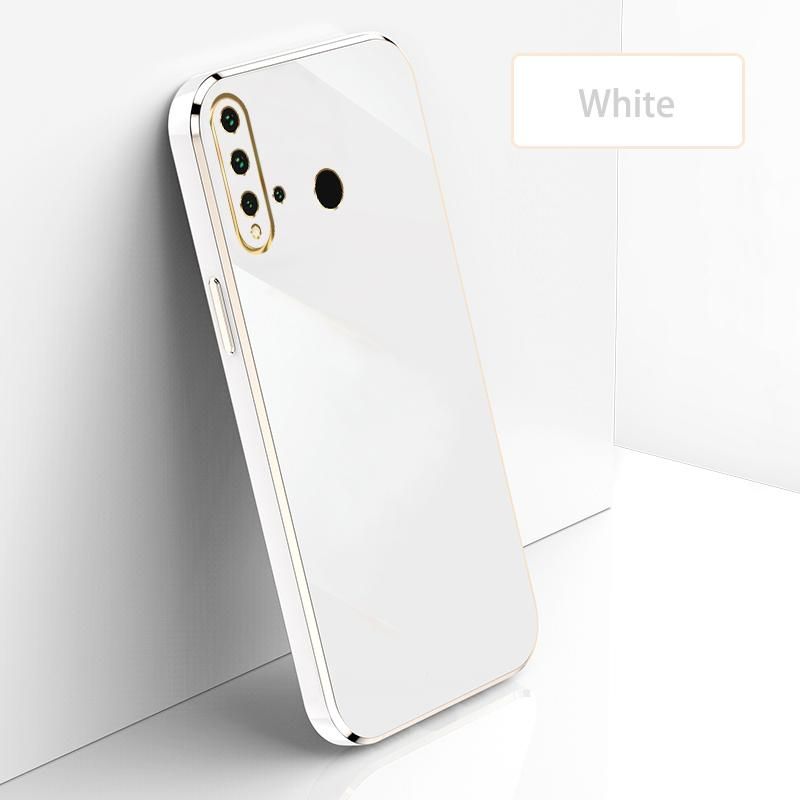 Ultra Thin Plating Phone Case for Huawei Nova 5i P20 Lite 2019 Lens Protection soft Phone Back Cover-White