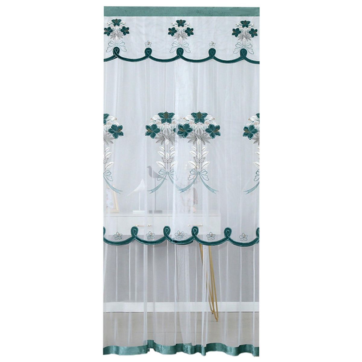 Screen Door Curtain No Punch Window Door Curtain Green