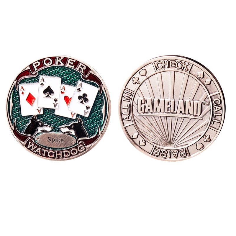 Watch Dog Dealer Button Royal Flush Brass Playing Cards Guard Raise Call Check All In Press