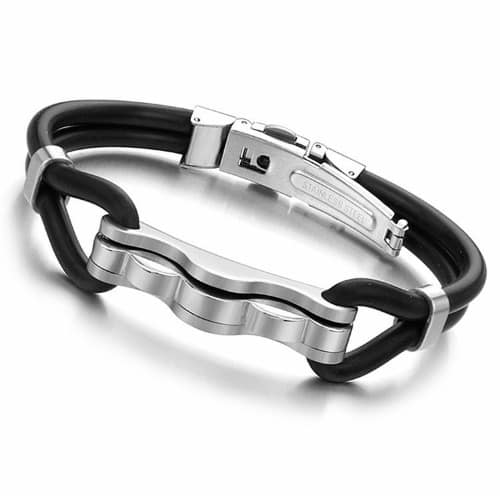 Rubber Clasp Men's Bracelets- Black