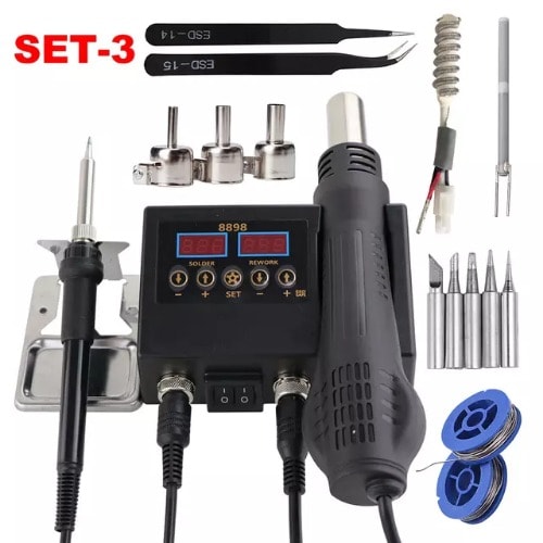 LCD Soldering Station Hot Air Gun - ICS SMD Desolder