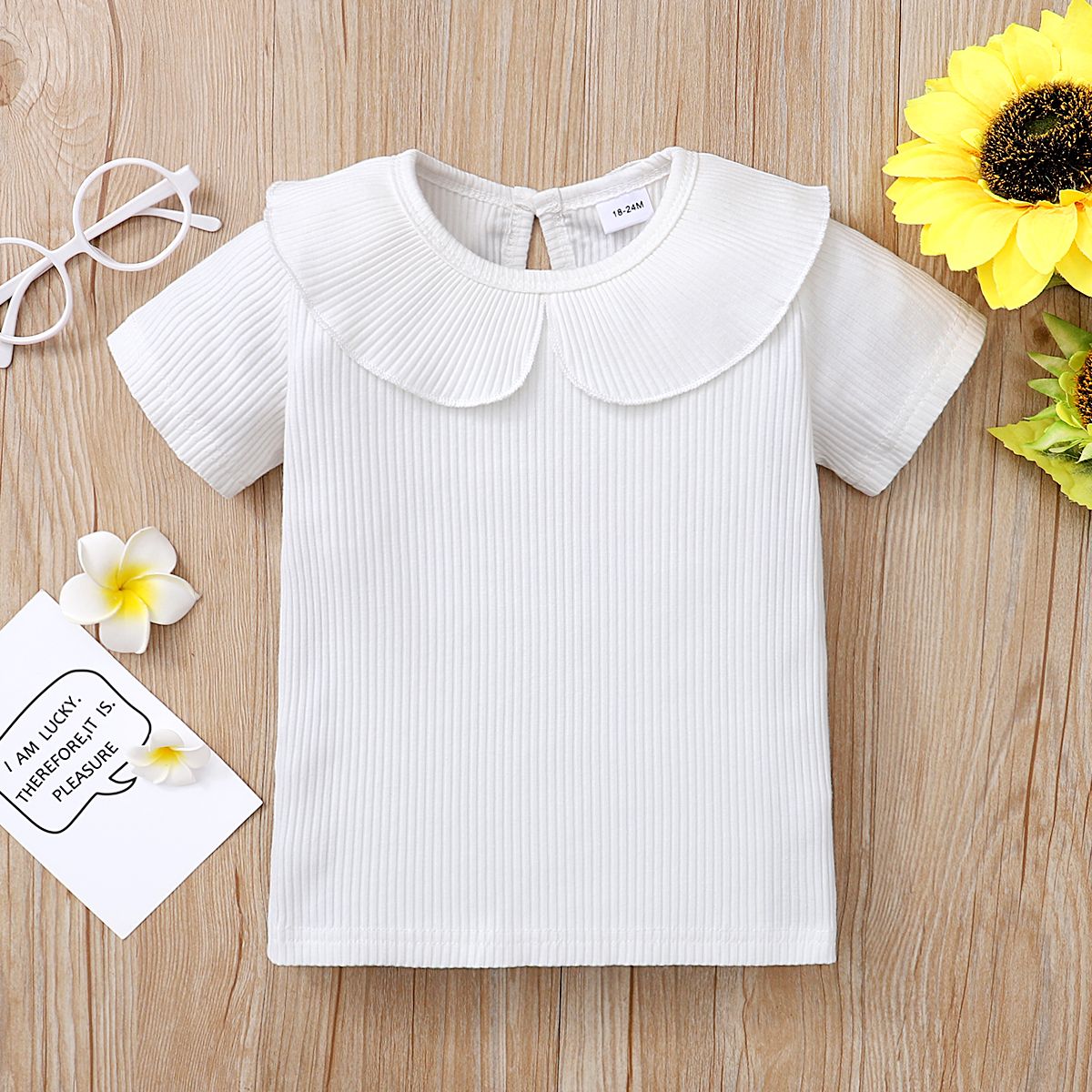 1-6Y Kid Girls Peter Pan Collar Short Sleeves Shirt White Blouse