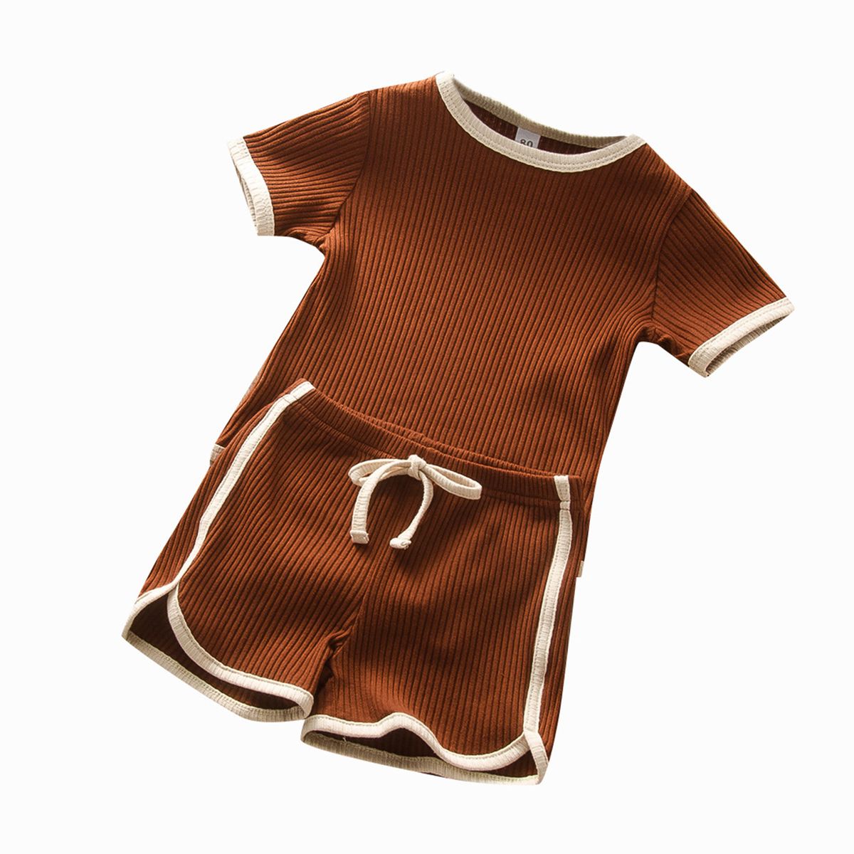 Kids Set Knitting Thin Solid Little Boys Summer-Coffee