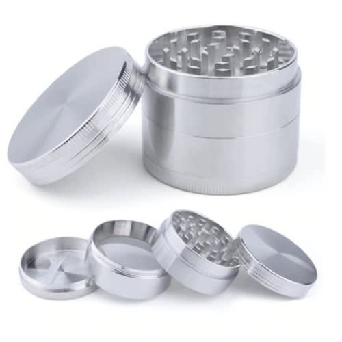 4 Parts Metal Tobacco Weed Grinder - Silver