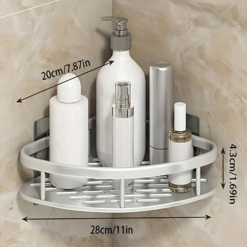 Bathroom Corner Rack - Silver