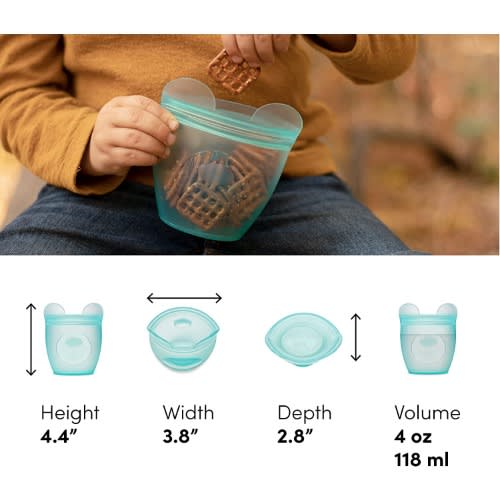 6pcs Zip Top Reusable 100% Silicone Baby + Kid Snack Containers