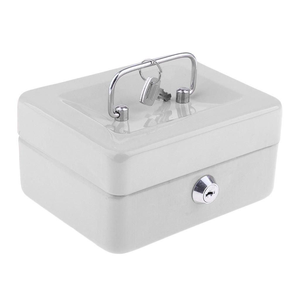 Petty Cash Money Box With Lock Metal Coin Bank Piggy Bank Adult White