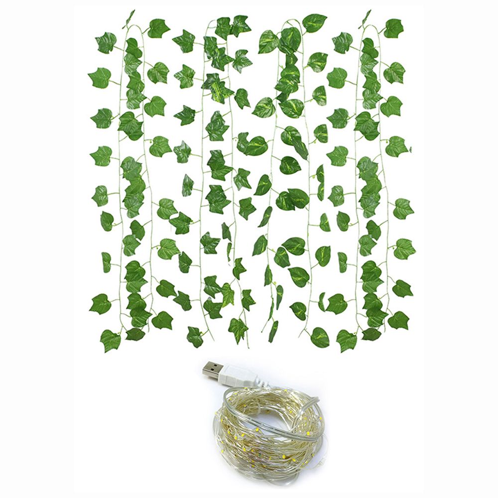 Green Leaf Rattan Artificial Ivy Garland Fake Leaf Plants
