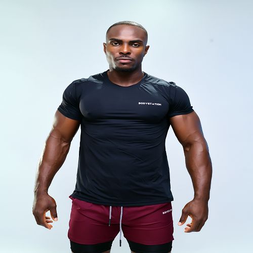 Men's Training T-Shirt With Small Logo - Black