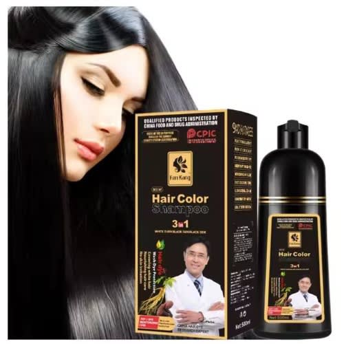 3 In 1 Black Hair Color Shampoo - Pure Plant Extract Natural Hair Dye 500ml
