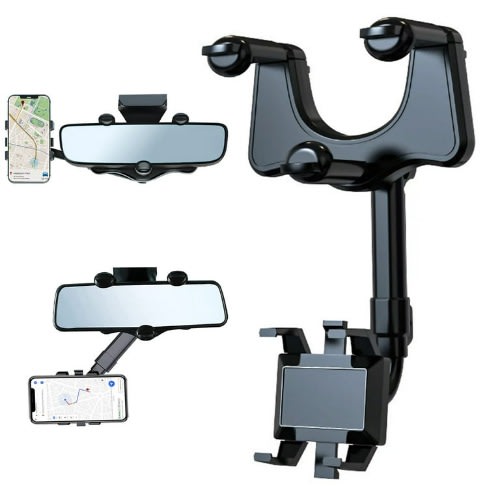 Car Rearview Mirror Phone Mount Holder - Adjustable Phone Bracket