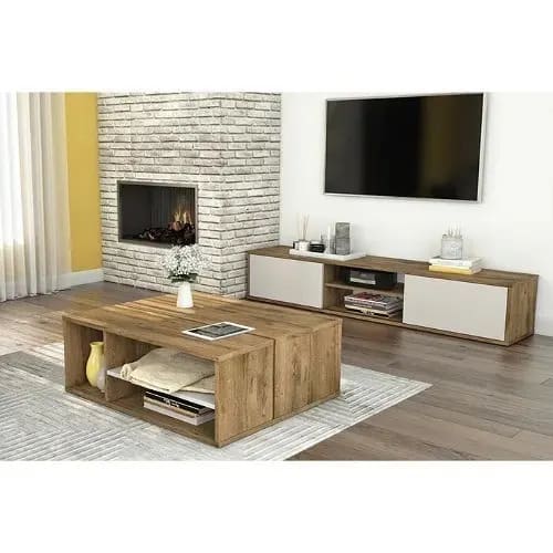 Entertainment Center For Tvs Up To 78 Inches - Walnut Grey