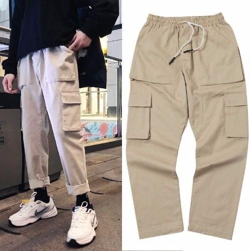 Spring 100% Pure-ankle Line Length Pants Men Cool Elastic Waist Lace Large Size Man Trousers 5XL