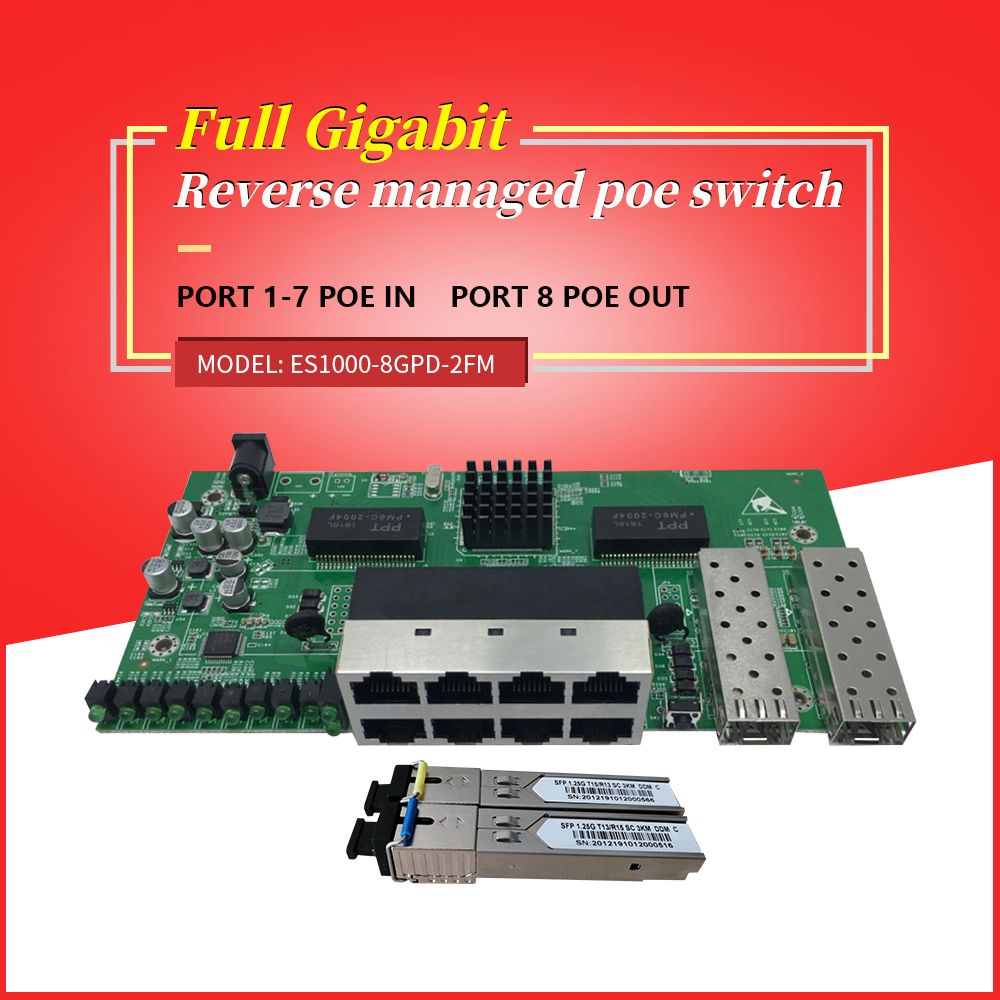 8-Port Gigabit Reverse Poe Managed Ethernet Switch With