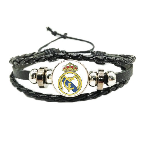 Real Madrid Football Club Logo Leather Rope Bracelet