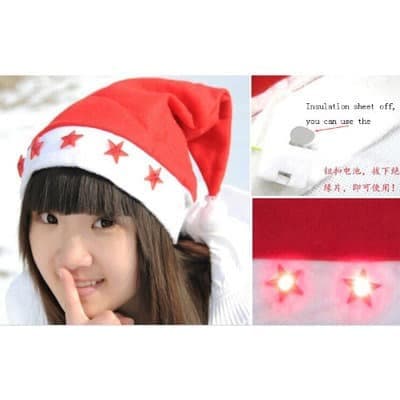 Christmas Cap With Led Light - 24 Pieces