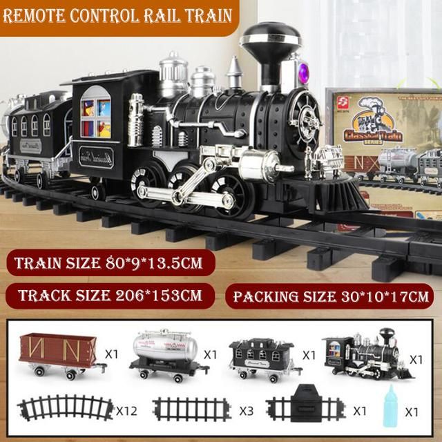 Children RC Train Railway Toys Simulation Of Electric TraProgramming Classical Steam Christmas Train Toys Child Gift