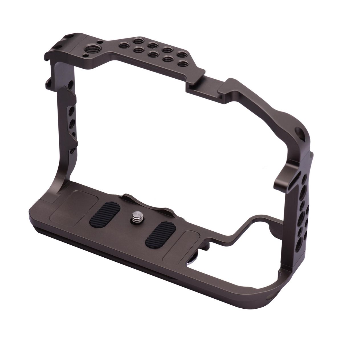 Andoer Aluminum Alloy Camera Cage Protective Vlog Cage with Dual Cold Shoe Mounts for Microphone LED Light Monitor Compatible with Canon EOS R5 R6 Cameras