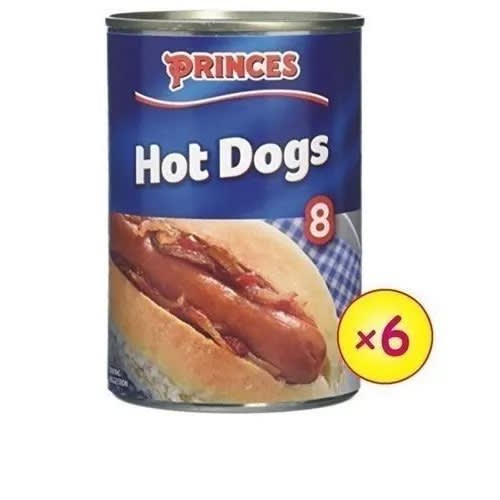 Princes 8 Hot Dogs - Pack Of 6 Tins - 400g