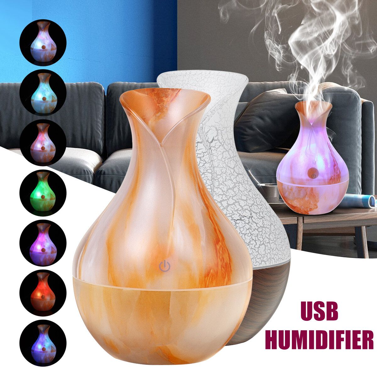 Electric Air Diffuser Aroma Oil Humidifier Night Car Home Relax Defuser Light Brown Type B