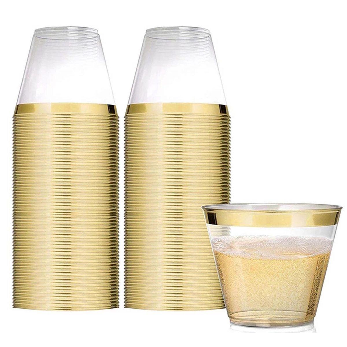 Plastic Cup 9 Oz Hard Disposable Cup-Gold