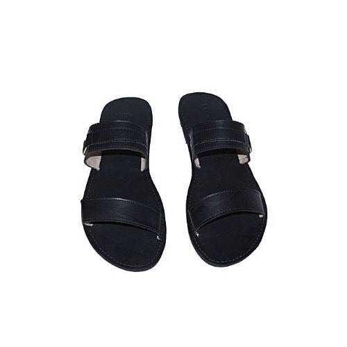 Double Strap Pam Slippers - Black