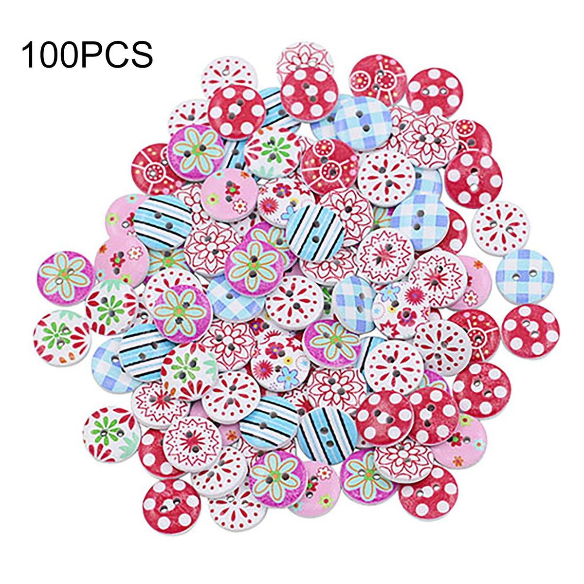 100Pcs Simple Buttons Durable Exquisite Crafts 2 Holes Buttons for Cardigan Sweater