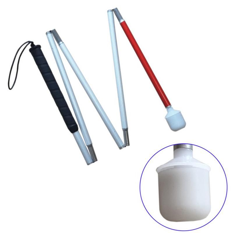 White Head Angle 360 Rotating Wheel Blind Guide Cane Alloy