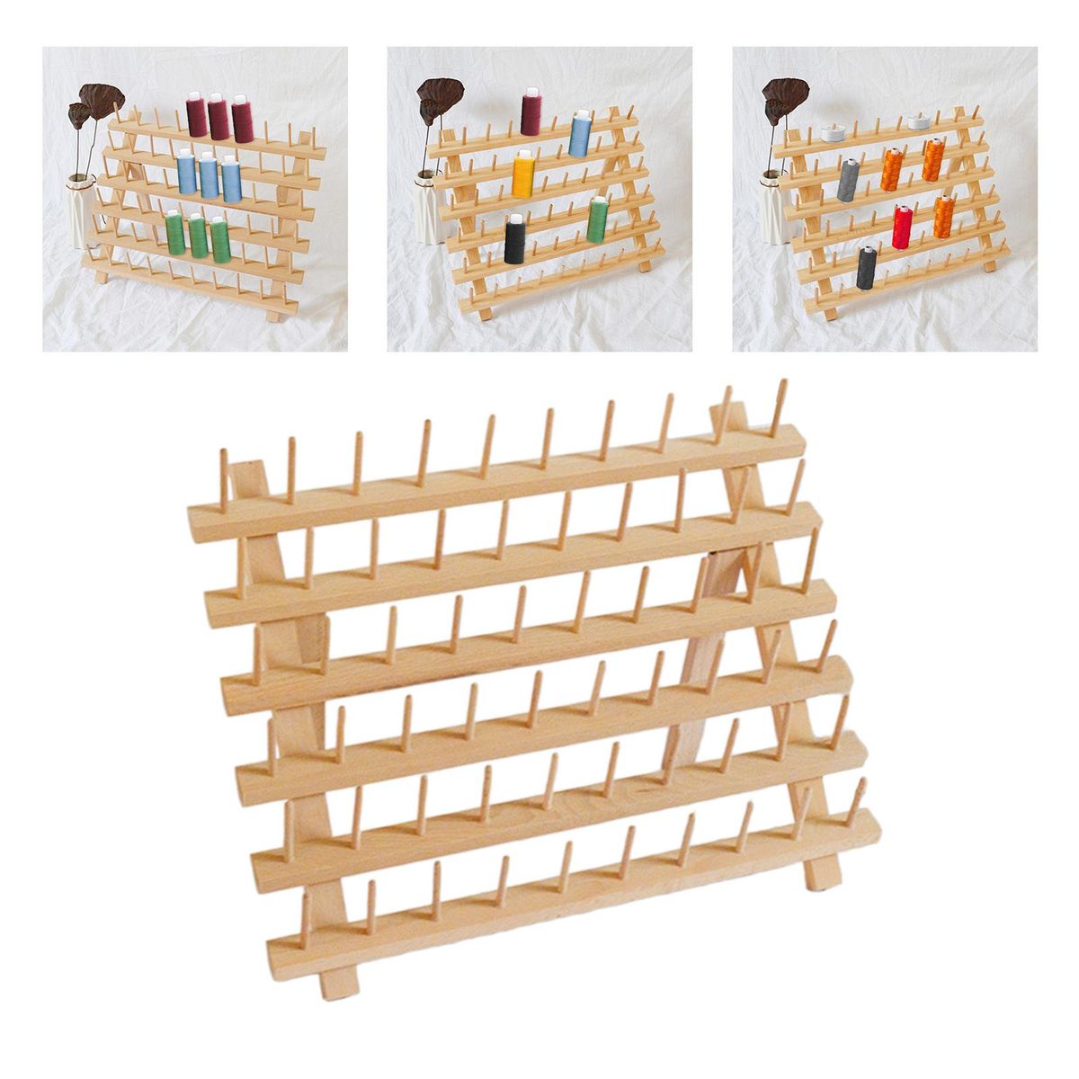 Spool Rack Wall-Mounted Foldable Sewing Thread Storage Shelf For 60