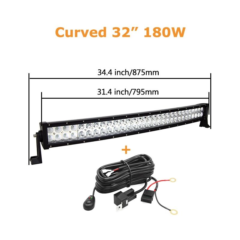 22 32 42 50 52 Inch Curved Led Light Bar 120W 180W 240W