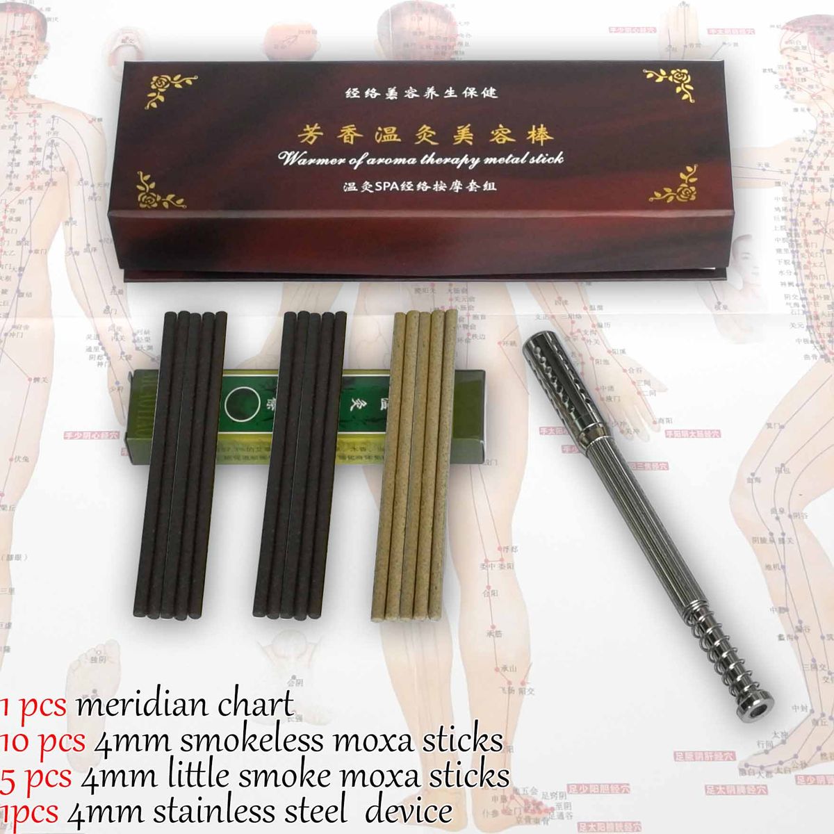 Chart Device Relax Stick Gift Massage 1set Moxa Moxa Hot In 1pcs Eyes Copper Steel Stainless Roller