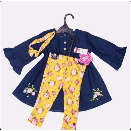 Jean Dress With Leggings And Hair Band