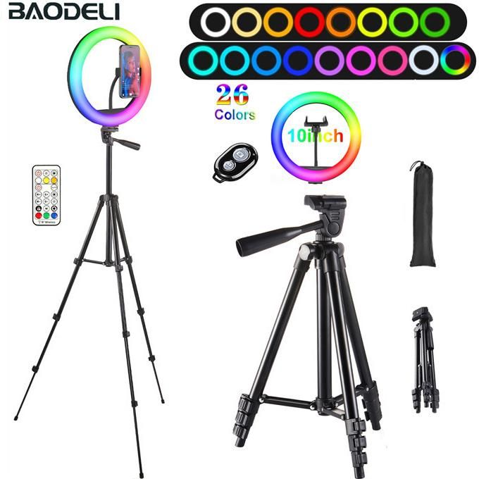 10 Inch 26cm RGB Ring Light Photography Selfie Ring Light with Stand for Smartphone Youtube Makeup Video, Selfie Remote Control