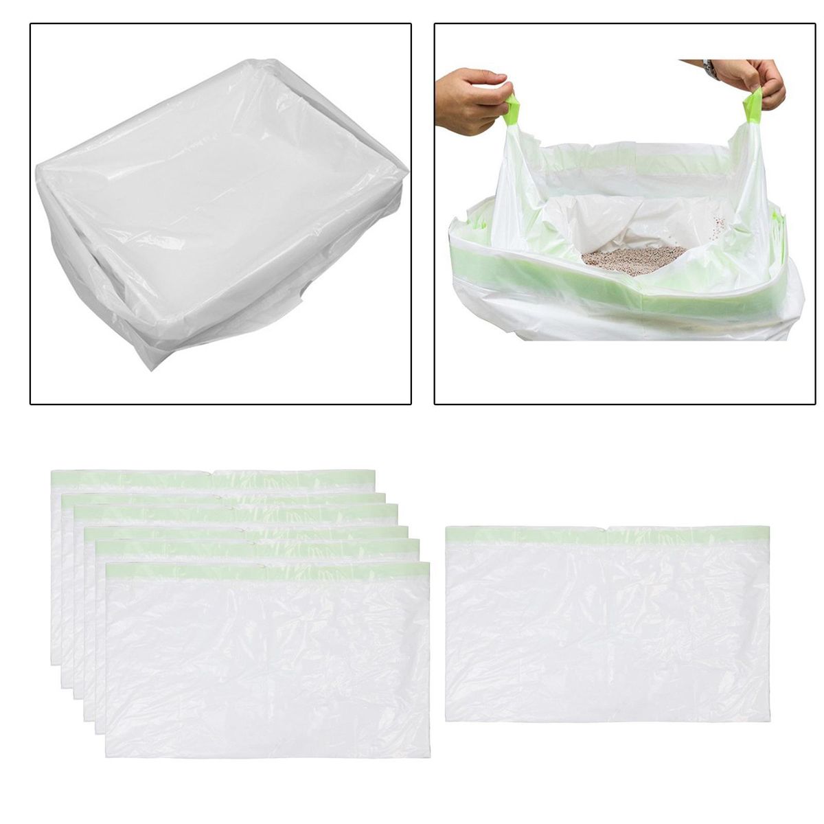 7Pcs Cat Litter Filter Bag Drawstring Sifting Liners S