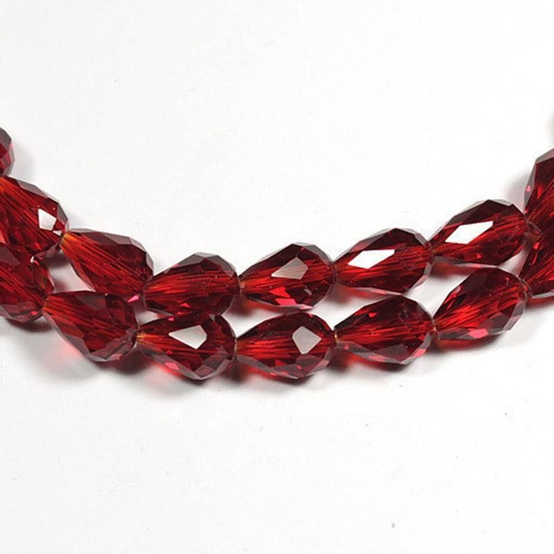 BEAUCHAMP 8*11mm 10pcs Red Crystal Loose Beads Teardrop Faceted Earring Pentant Charm Jewelry Chandelier Needlework Accessories