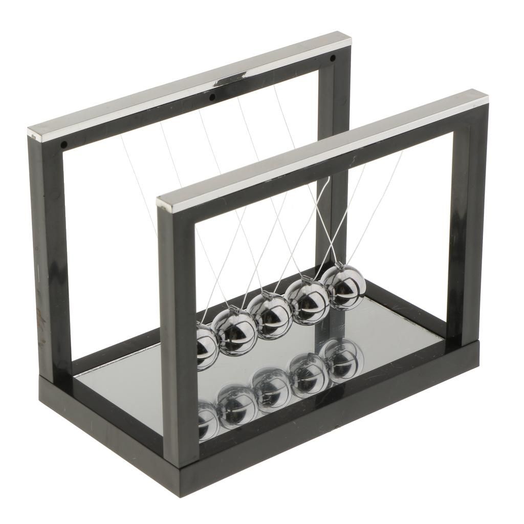 Pendulum Balance Ball Newton Cradle With Mirror Desktop Toy Game Black