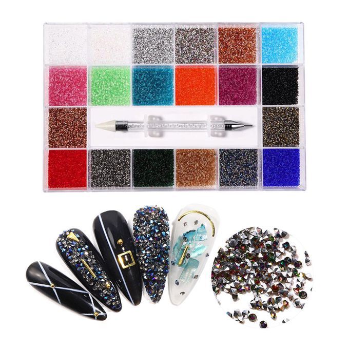 3D Micro Nail Art Rhinestones Charm Bling Gems Shiny DIY