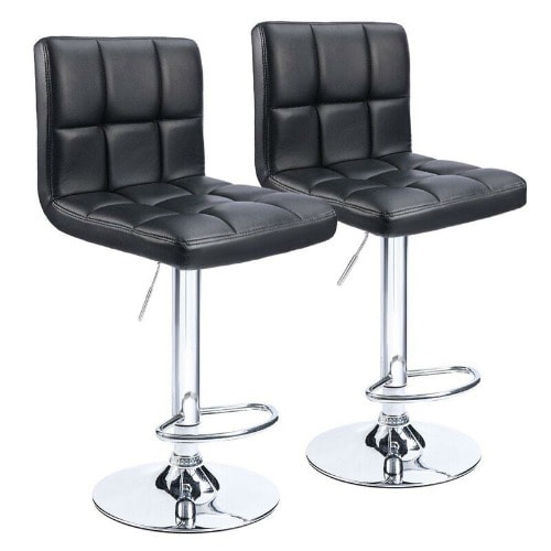Swivel Metal Bar Stool - Set Of 2 - Black