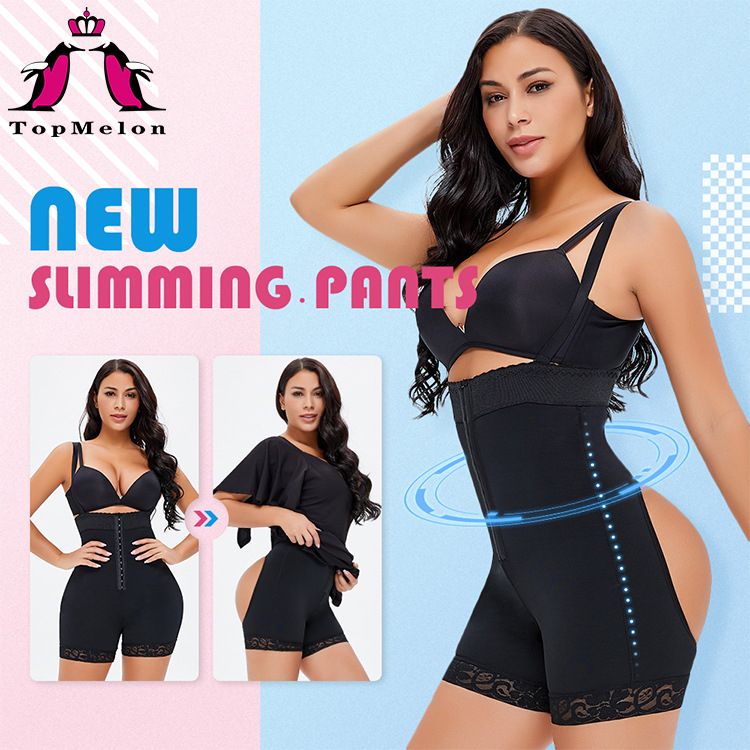 Plus Size Breasted One Piece Abdominal Tight Hip Lift Pants-black