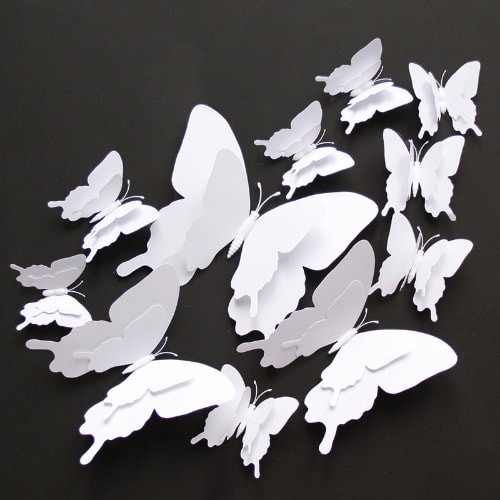 12pcs Wall Sticker Magnet Butterflies - DIY Home Wall Decor - White