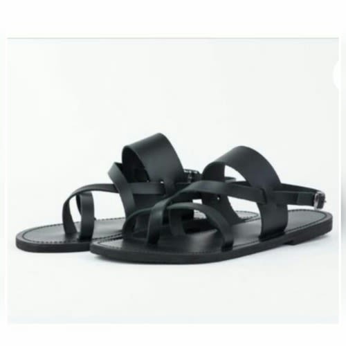 Male Crossed Sandals -  Black