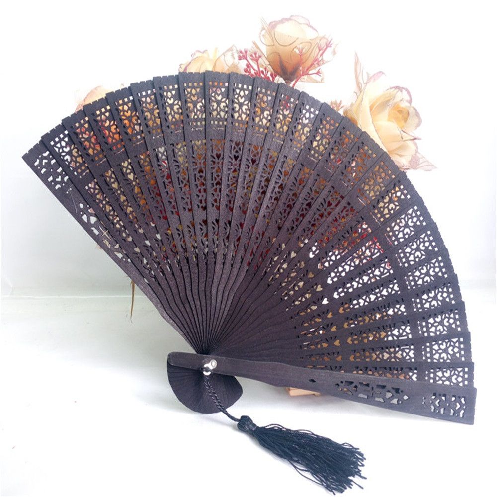 Parties For #0523 Party Garden Chinese Fragrant Hand Wedding Fan 2018 Bamboo Style Folding Wooden Carved